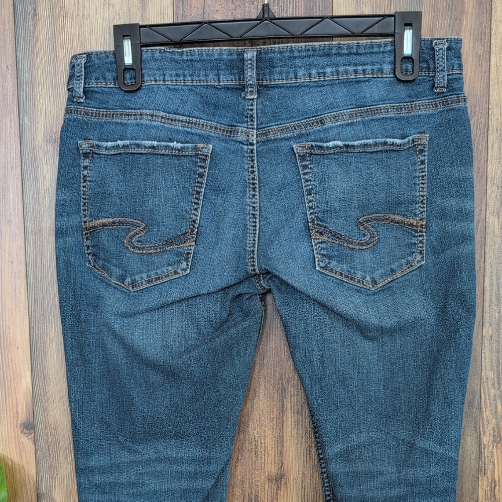 Silver Jeans Dark Blue SAM Distressed Boyfriend Mid Rise Jeans 33x27    P206